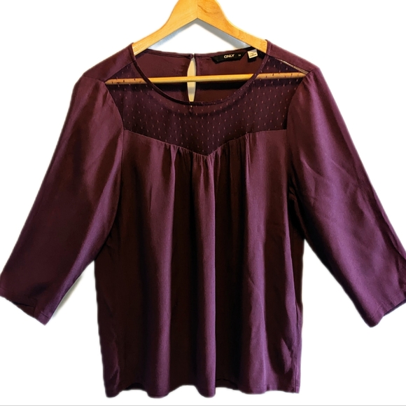 Sheer Chest Wine Coloured Tunic by Only - Picture 2 of 8